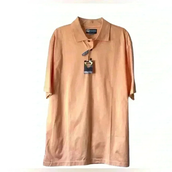 Jos. A Bank  Leadbetter Gold NWT peach polo short Shirt SIZE Large - Picture 1 of 10